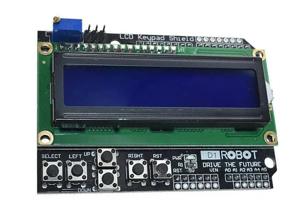 Дисплей 16×2 LCD1602 Keypad Shield для Arduino —  із кнопками, синій.